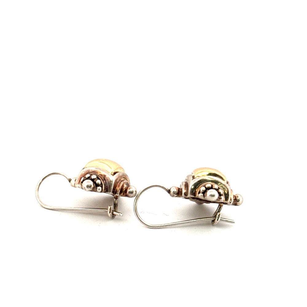 14K yellow gold and 925 sterling silver earrings for pierced ears 7.2g - Picture 8 of 16
